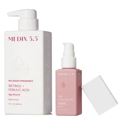 Medix 5.5 Refine + Hydrate Duo | Fragrance Free Retinol Body Cream, 3% Hyaluronic Acid Serum In Transparent