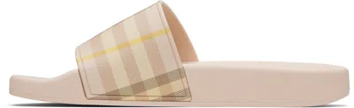 Burberry Furley Check Slide Sandals In Neutral
