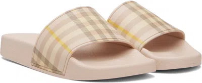 Burberry Furley Check Slide Sandals In Neutral