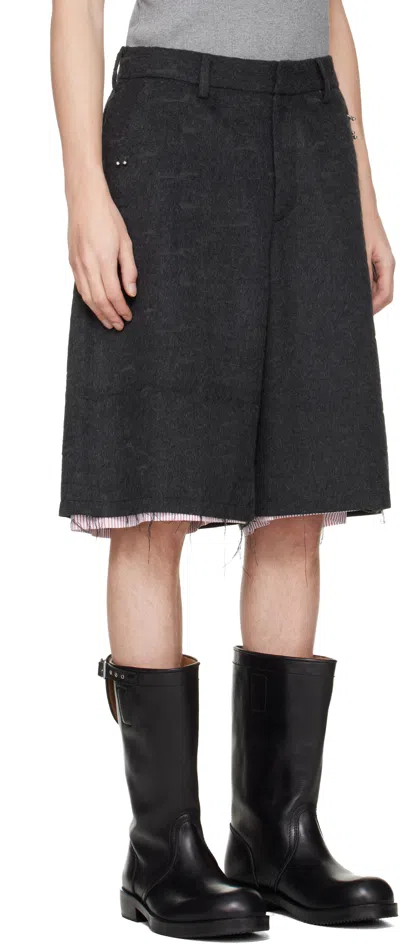 Charles Jeffrey Loverboy Gray Wide Tailored Shorts In Black