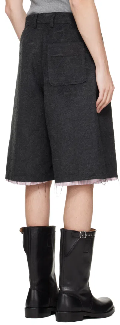 Charles Jeffrey Loverboy Gray Wide Tailored Shorts In Black