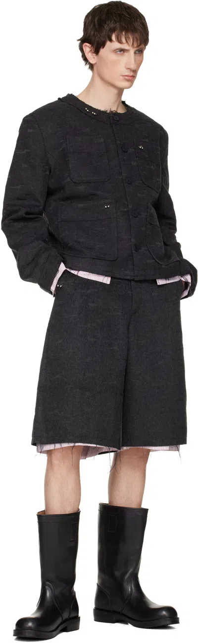 Charles Jeffrey Loverboy Gray Wide Tailored Shorts In Black