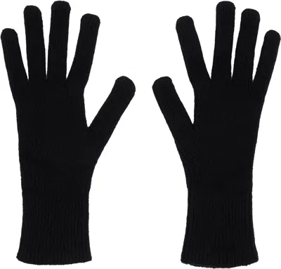 Baserange Black Ribbed Gloves In Brown