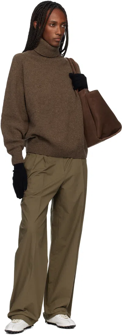 Baserange Black Ribbed Gloves In Brown