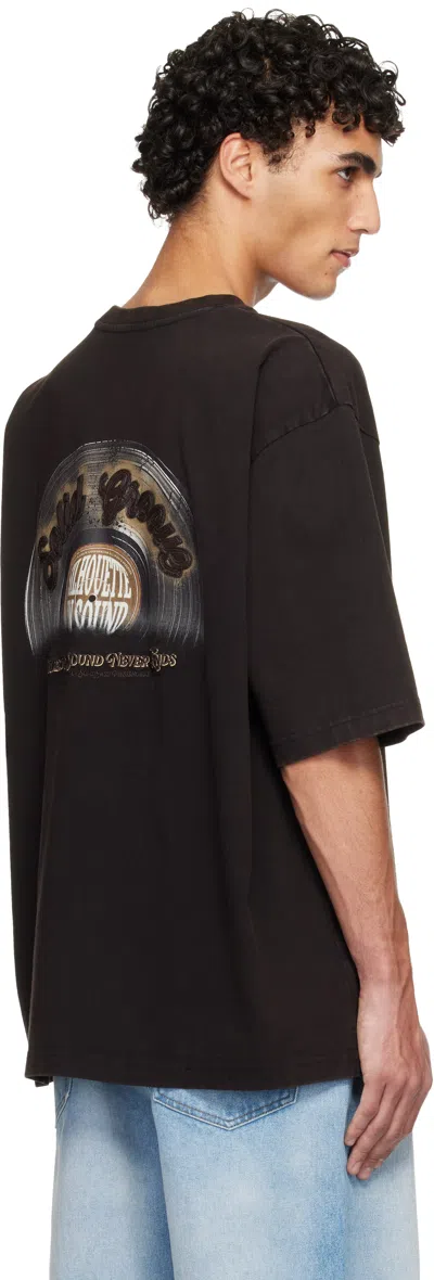 Solid Homme Black Lp Graphic T-shirt In Multi