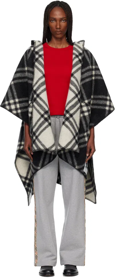 Burberry Wool Reversible Check Cape In Black