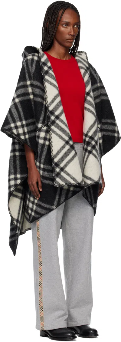 Burberry Wool Reversible Check Cape In Black