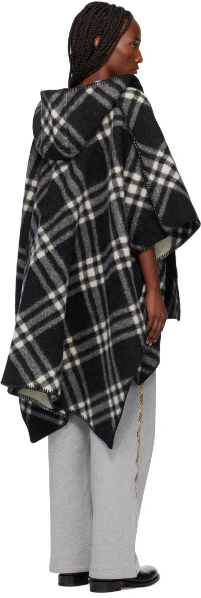 Burberry Wool Reversible Check Cape In Black
