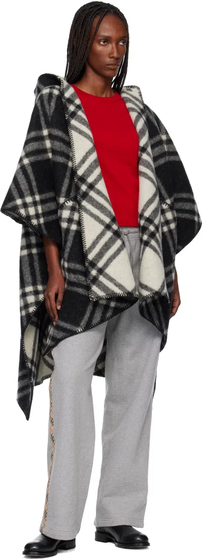 Burberry Wool Reversible Check Cape In Black