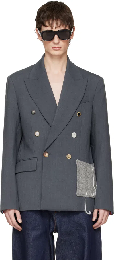 Charles Jeffrey Loverboy Gray Edinburgh Blazer In Green