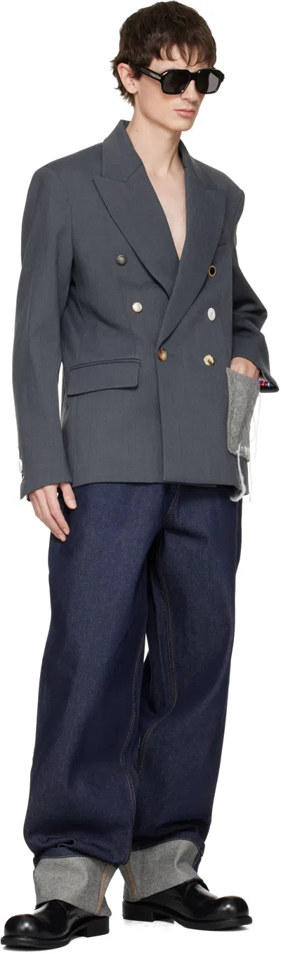 Charles Jeffrey Loverboy Gray Edinburgh Blazer In Green