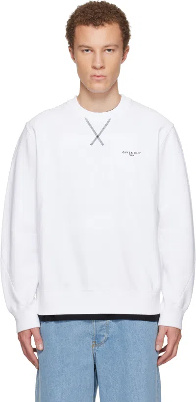 Givenchy White Couture Seam Sweatshirt With Embroidered Logo Men In White