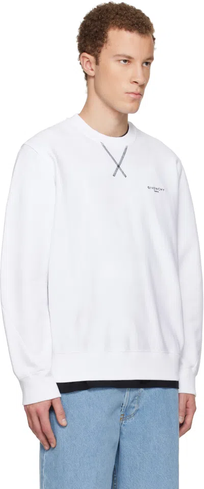Givenchy White Couture Seam Sweatshirt With Embroidered Logo Men In White