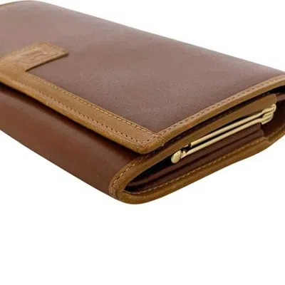 Pre-owned Celine Brown Leather Long Wallet (bi-fold) ()