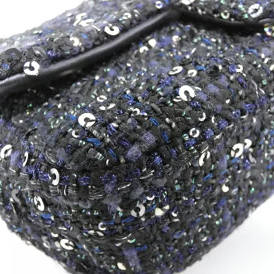 Pre-owned Chanel Black Blue White Tweed Shoulder Bag () In Multi