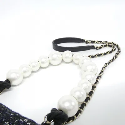 Pre-owned Chanel Black Blue White Tweed Shoulder Bag () In Multi