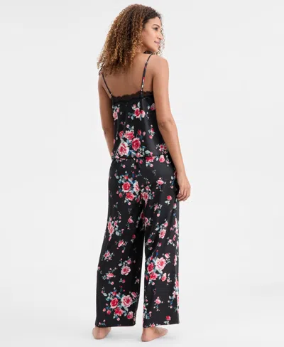 Inc International Concepts Women's Stretch Satin Lace-trim Top & Pajama Pants Set, Created For Macy's In Multi