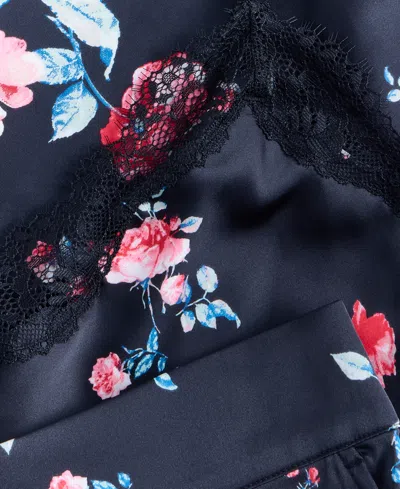 Inc International Concepts Women's Stretch Satin Lace-trim Top & Pajama Pants Set, Created For Macy's In Multi