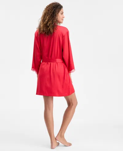 Inc International Concepts Women's Lace-trim Stretch Satin Robe, Created For Macy's In Multi