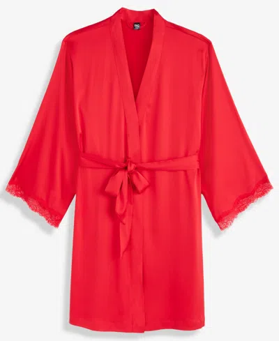 Inc International Concepts Women's Lace-trim Stretch Satin Robe, Created For Macy's In Multi