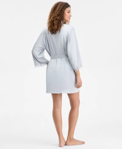 Inc International Concepts Women's Lace-trim Stretch Satin Robe, Created For Macy's In Animal Print