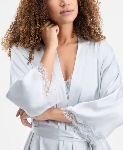 Inc International Concepts Women's Lace-trim Stretch Satin Robe, Created For Macy's In Animal Print