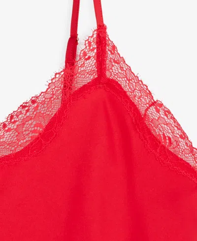 Inc International Concepts Women's Lace-trim Satin Chemise, Exclusively At Macy's In Red