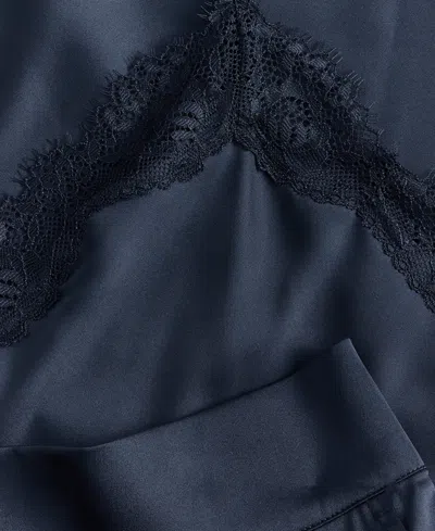 Inc International Concepts Women's Stretch Satin Lace-trim Top & Pajama Pants Set, Created For Macy's In Black