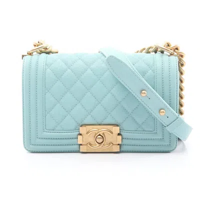 Pre-owned Chanel Blue Grained Calfskin Shoulder Bag ()