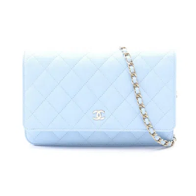 Pre-owned Chanel Blue Grained Calfskin Shoulder Bag ()