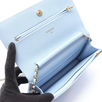 Pre-owned Chanel Blue Grained Calfskin Shoulder Bag ()