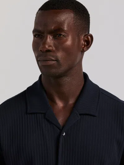 Perry Ellis Men's Vertical Stripe Jacquard Button Front Polo In Blue