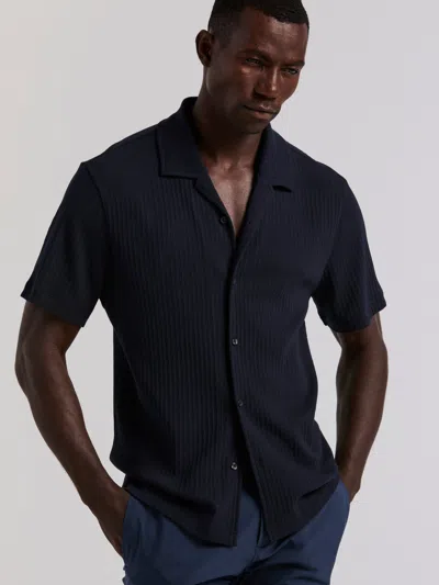 Perry Ellis Men's Vertical Stripe Jacquard Button Front Polo In Blue