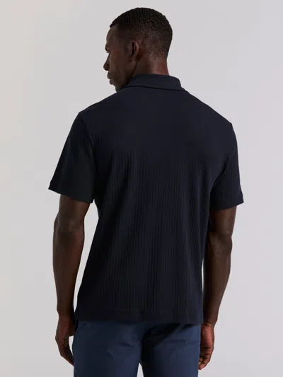 Perry Ellis Men's Vertical Stripe Jacquard Button Front Polo In Blue