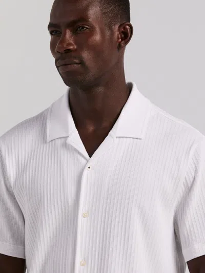 Perry Ellis Men's Vertical Stripe Jacquard Button Front Polo In Blue