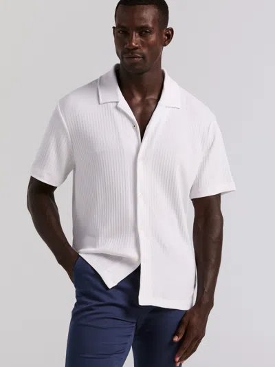 Perry Ellis Men's Vertical Stripe Jacquard Button Front Polo In Blue