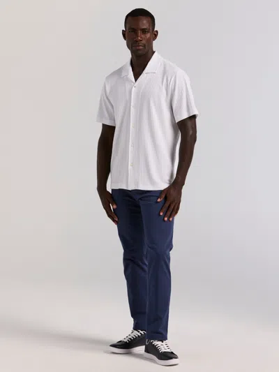 Perry Ellis Men's Vertical Stripe Jacquard Button Front Polo In Blue