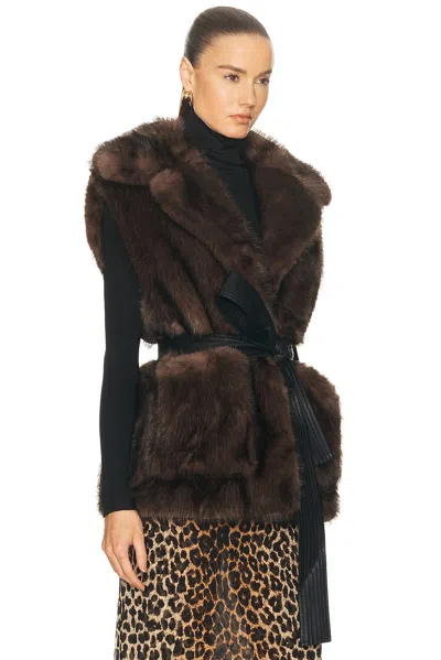 A.l.c . Devon Oversize Faux Fur Vest In Brown