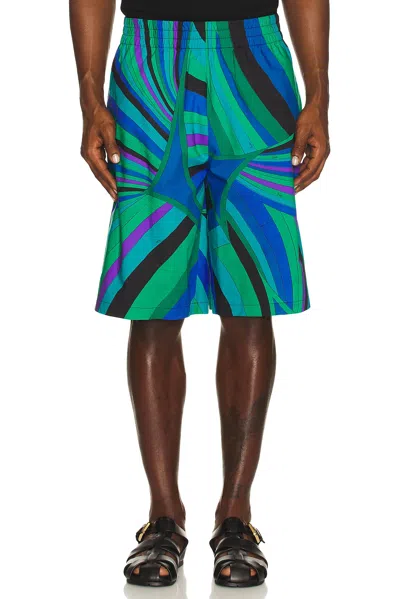 Pucci Cotton Popeline Shorts In Green