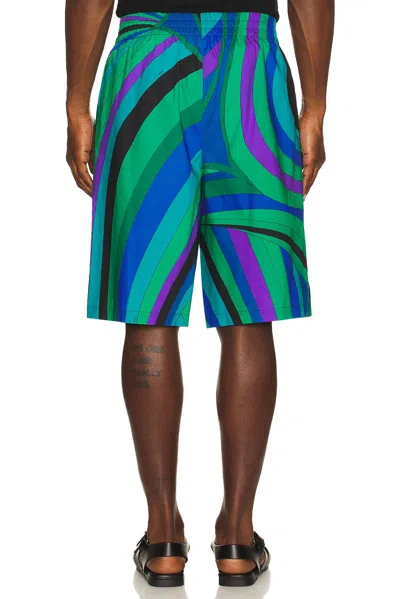 Pucci Cotton Popeline Shorts In Green