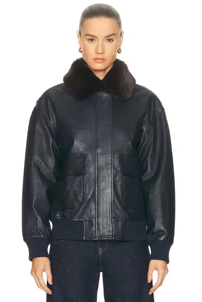 Sprwmn Vintage Aviator Jacket In Blue