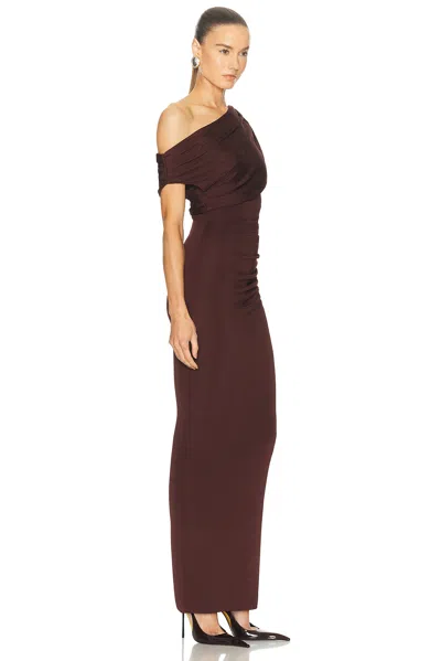 Self-portrait Draped Knit Midi Dress In Brown