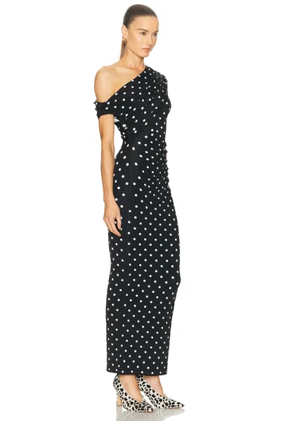 Self-portrait Polka Dot Draped Midi Dress In Multi