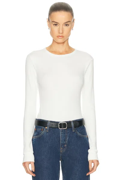 Re/done Baby Waffle Long Sleeve Top In White