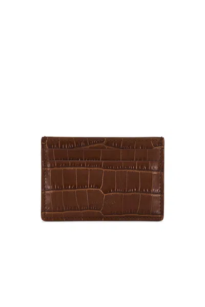 Tom Ford Shiny Printed Croc Exotic Line Classic Card Holder In Brown