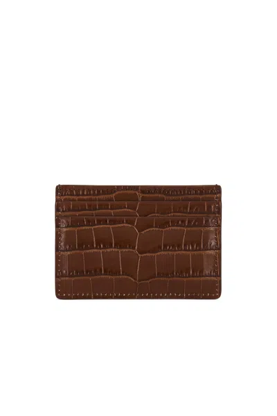 Tom Ford Shiny Printed Croc Exotic Line Classic Card Holder In Brown
