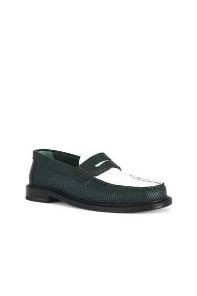 Vinny's Embossed-leather Loafers In Green