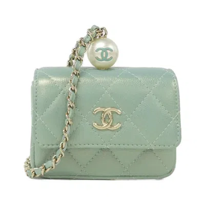 Pre-owned Chanel Green Grained Calfskin Coin Purse/coin Case ()