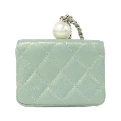 Pre-owned Chanel Green Grained Calfskin Coin Purse/coin Case ()