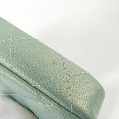Pre-owned Chanel Green Grained Calfskin Coin Purse/coin Case ()